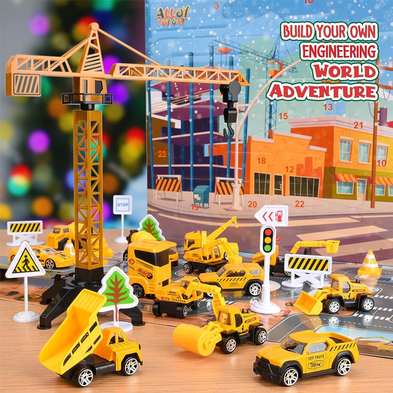 Buildvent - Adventskalender mit Baufahrzeugen und Spielbrett