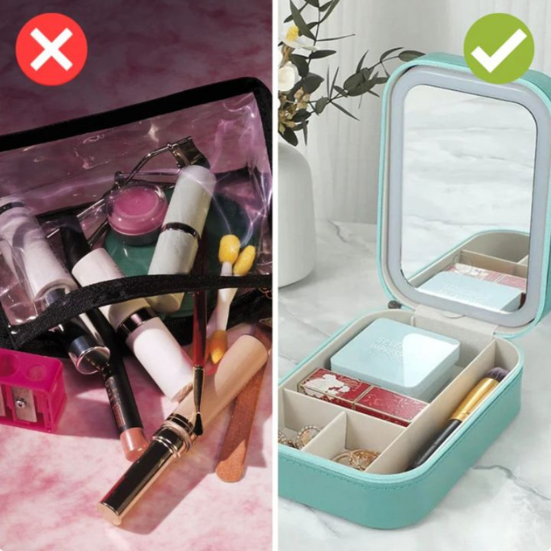 Kosmetikkoffer mit LED-Spiegel & Organizer