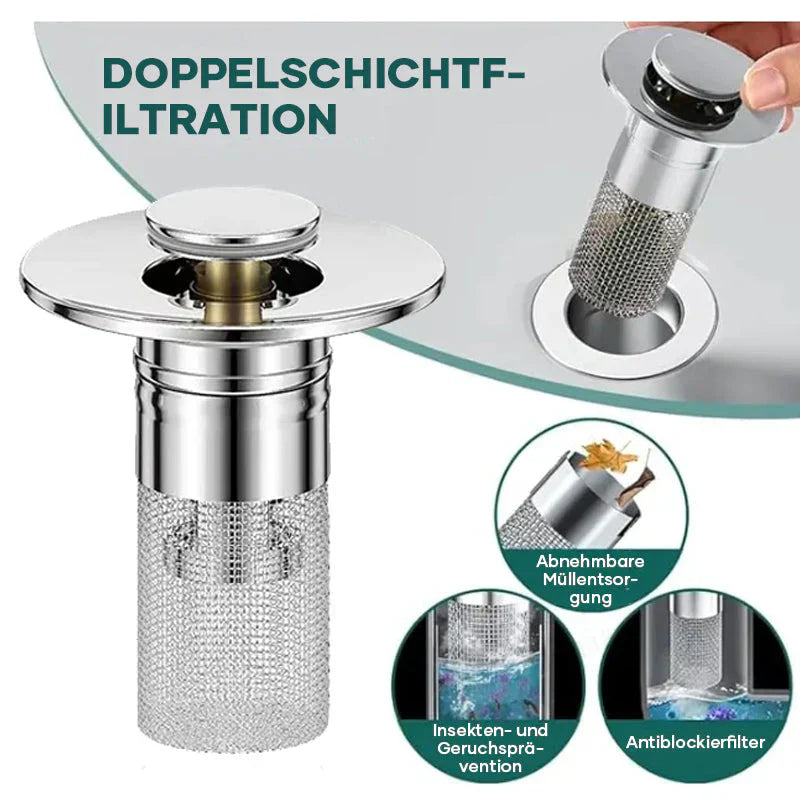 Abflussfilter Edelstahl mit Haarfänger & Geruchsverschluss