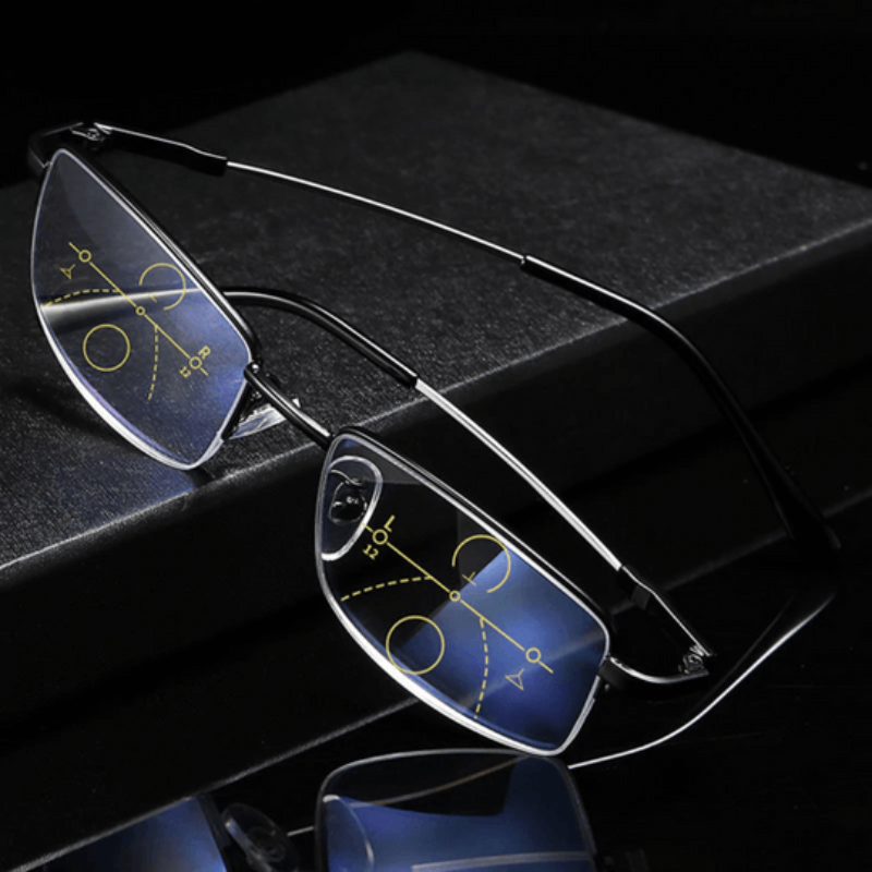 Gleitsichtbrille mit automatischer Sehfeldanpassung und Blaufilter