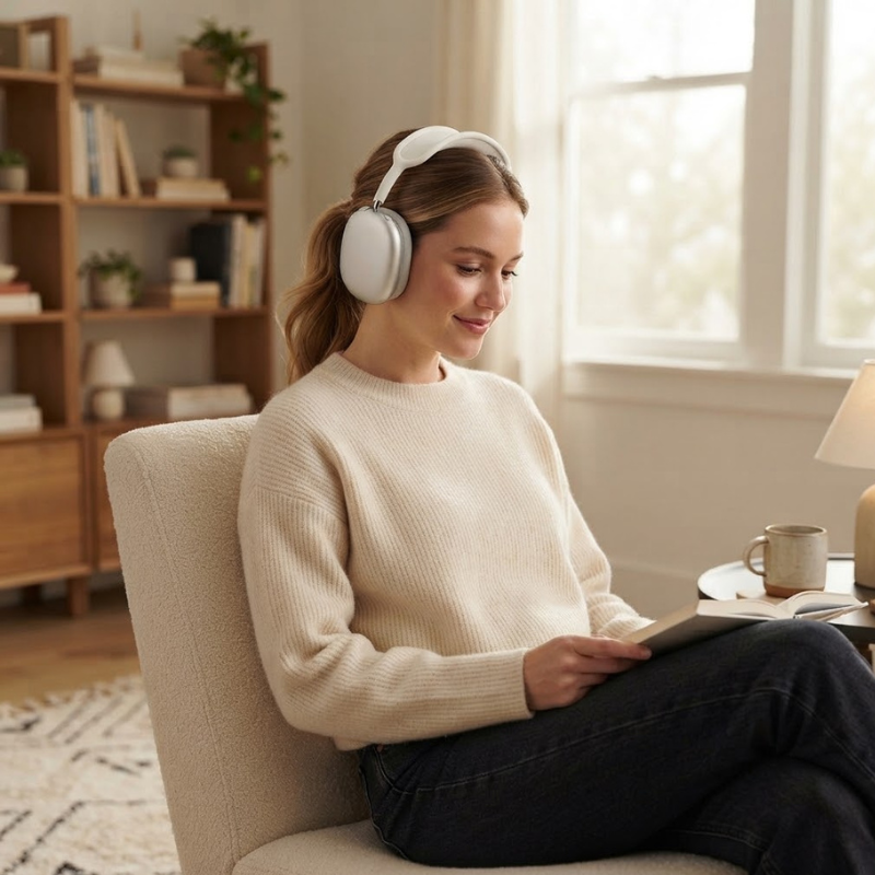 Audiozen - Kabellose Over-Ear-Kopfhörer mit Mesh-Kopfbügel und strukturierten Ohrmuscheln