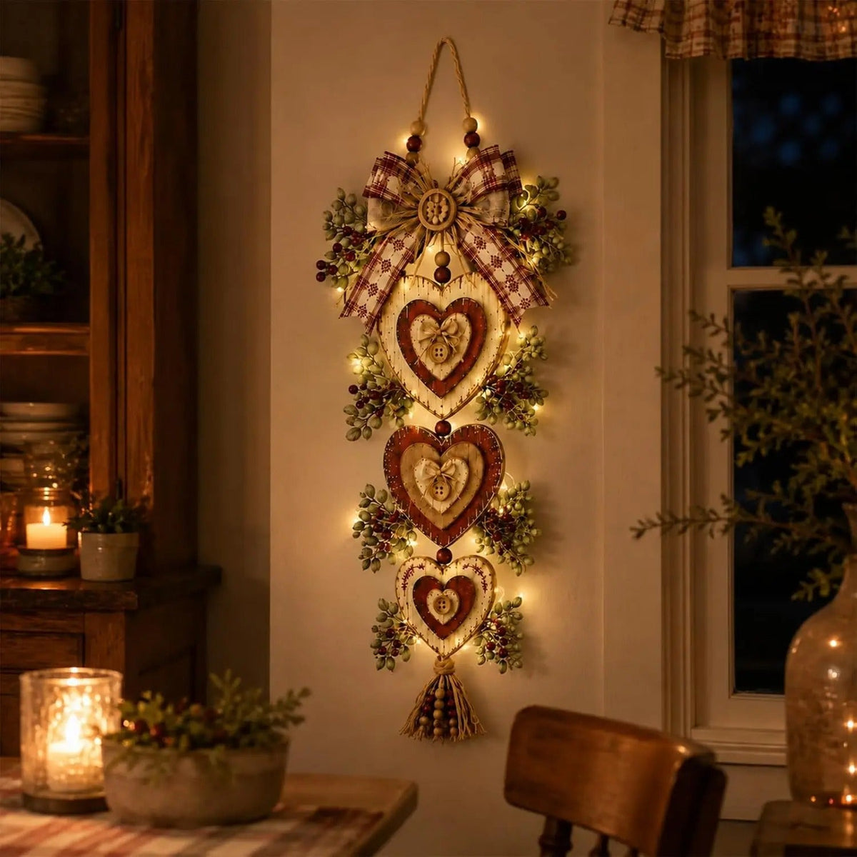 Heartglow - Vintage Hängedekoration mit Herzdesign und LED-Licht