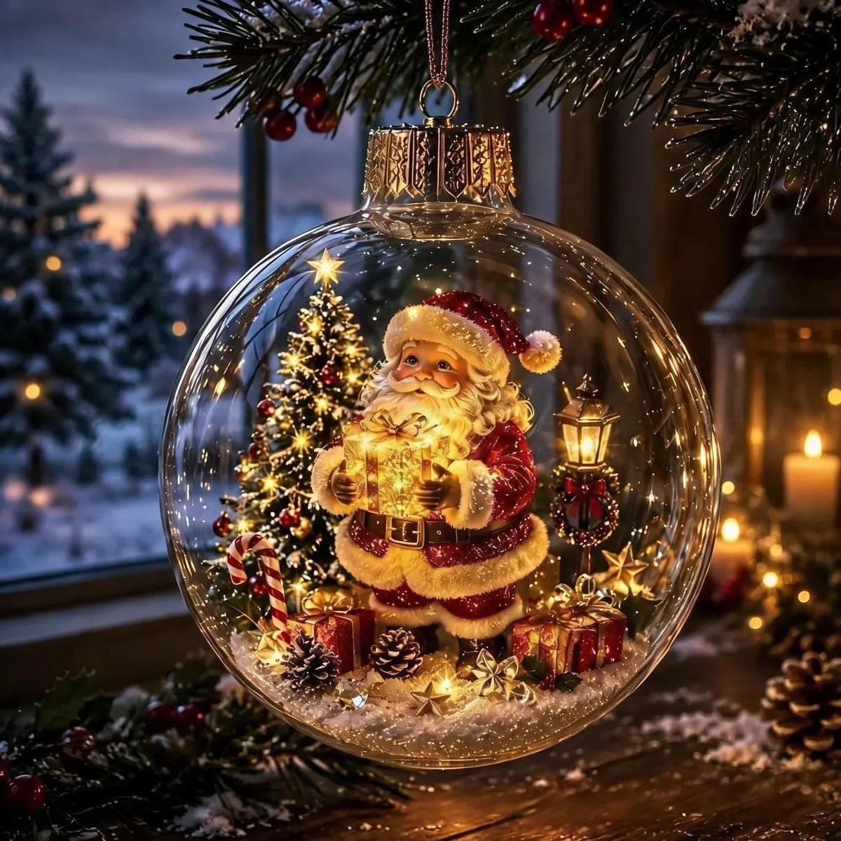 Noelglass - Beleuchteter Weihnachtsanhänger mit Miniatur-Winterszene