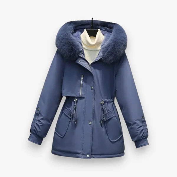 Femke – Steppjacke mit Pelzkragen und Reißverschluss