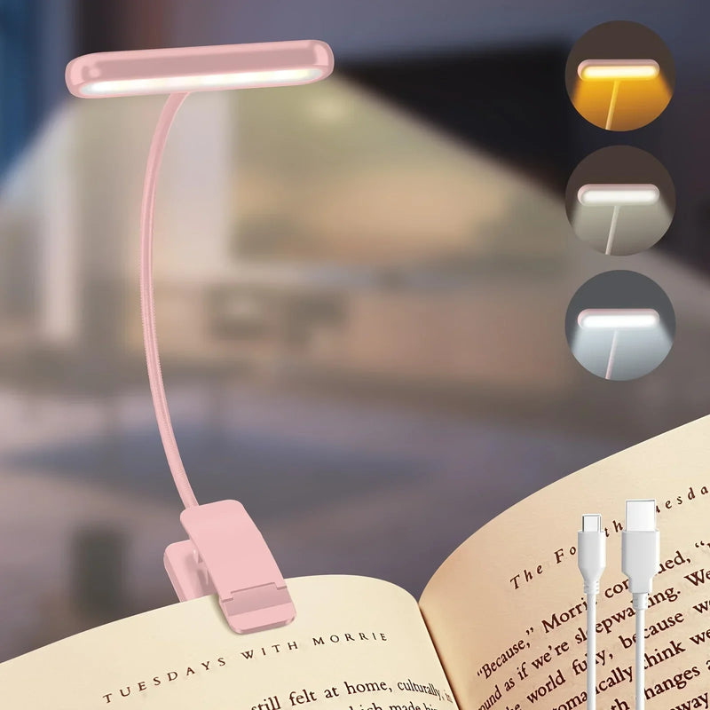 LED Leselampe USB wiederaufladbar mit Clip & Flexarm