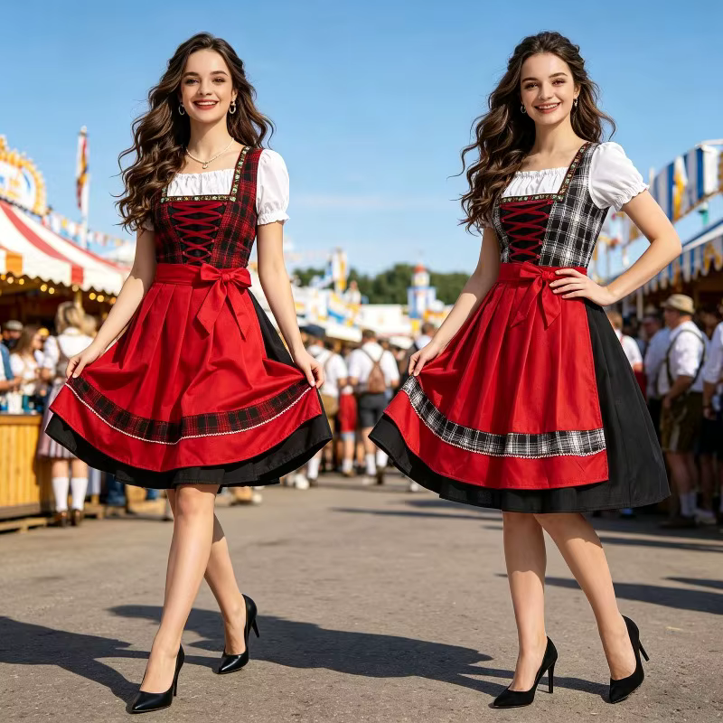 Apronvale - Dirndl für Damen mit Kariertes Mieder