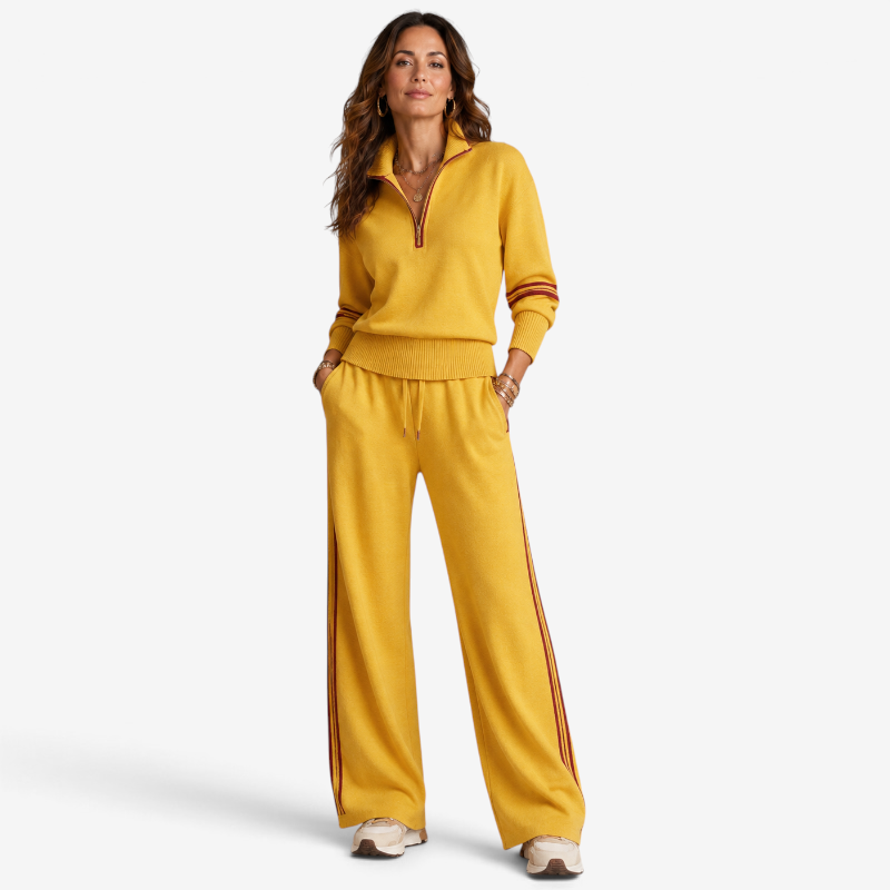 Setora - Damen Zweiteiler mit Halb-Reißverschluss-Pullover und Hose