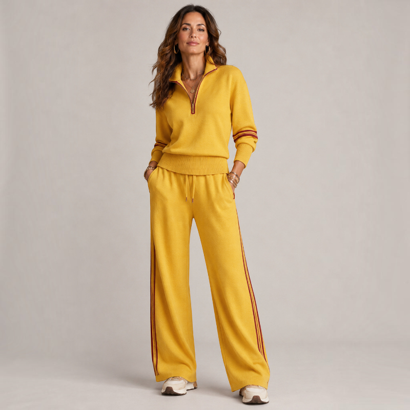 Setora - Damen Zweiteiler mit Halb-Reißverschluss-Pullover und Hose