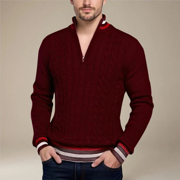 Maes – Slim-Fit Pullover mit Stehkragen und Reißverschluss