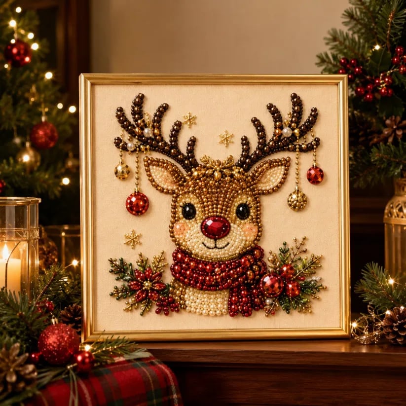 Yulecraft - Weihnachtliches Perlen-Diamantbild zum Selbermachen