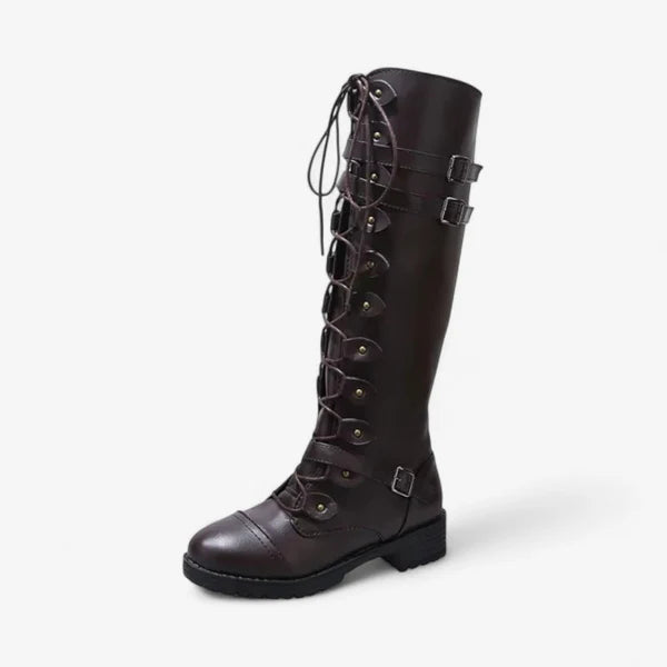 Elise – Knielange Stiefel mit verstellbarer Schnalle und rutschfester Sohle