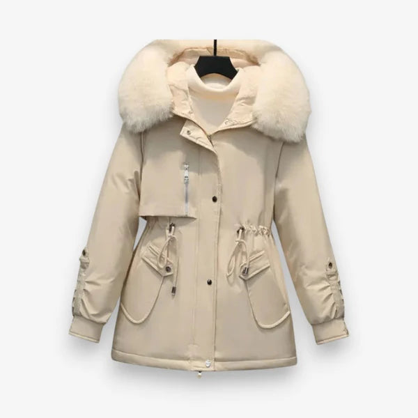 Femke – Steppjacke mit Pelzkragen und Reißverschluss