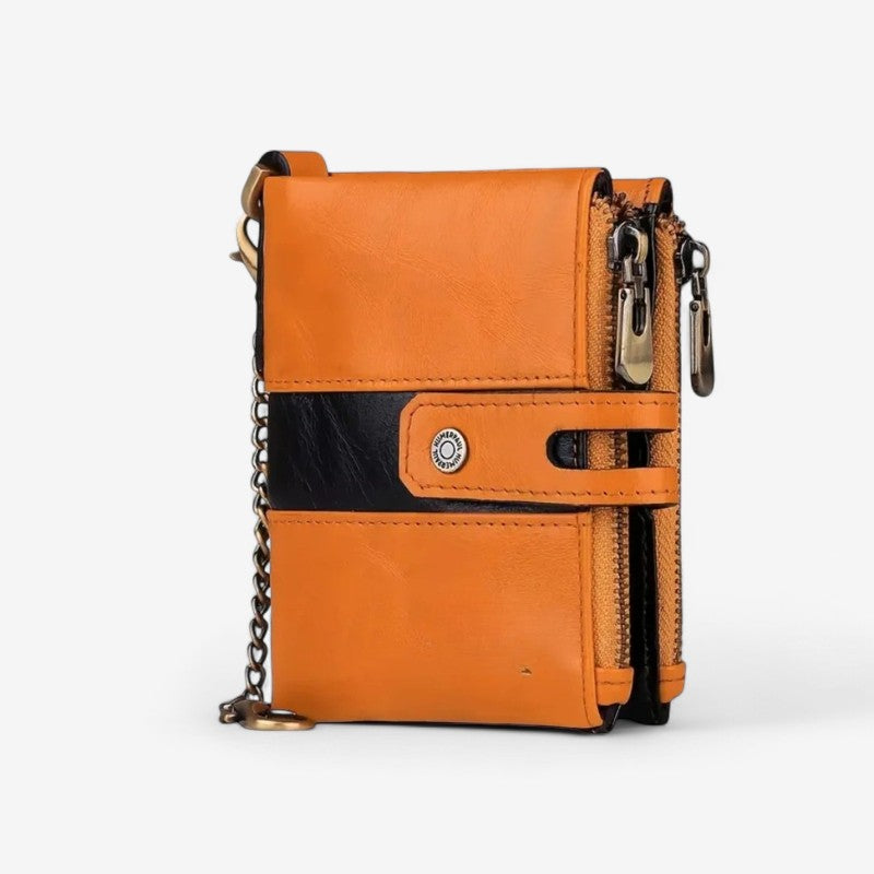 Karl – Geldbörse mit Kettenriemen und Doppelreißverschlussfach