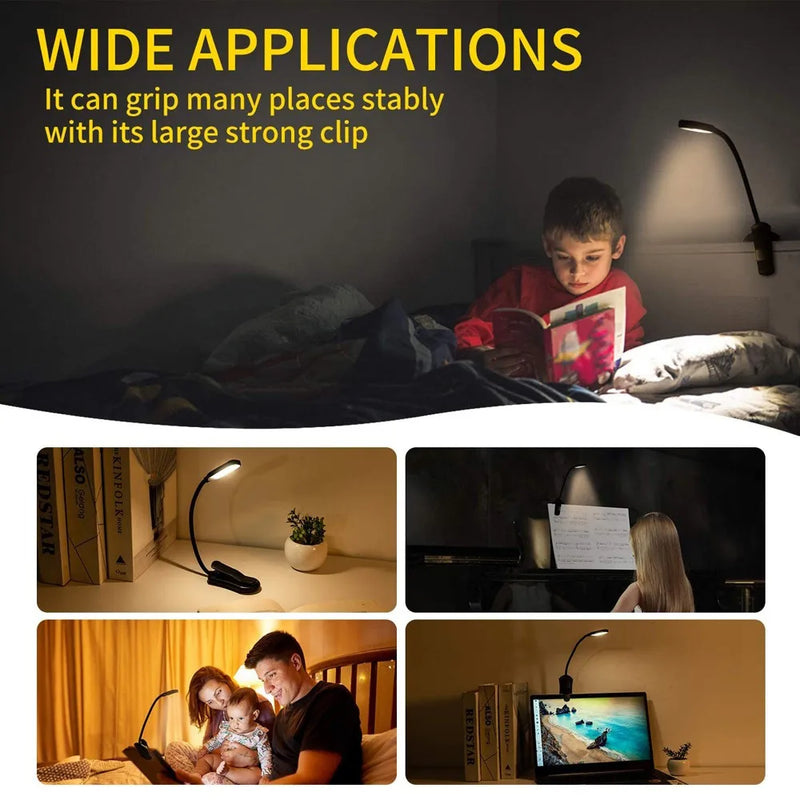 LED Leselampe Clip Buchlampe USB wiederaufladbar 7 LEDs