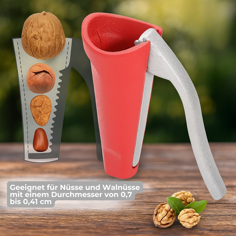 Nussknacker mit Hebelmechanismus für müheloses Öffnen harter Nussschalen | 1+1 GRATIS