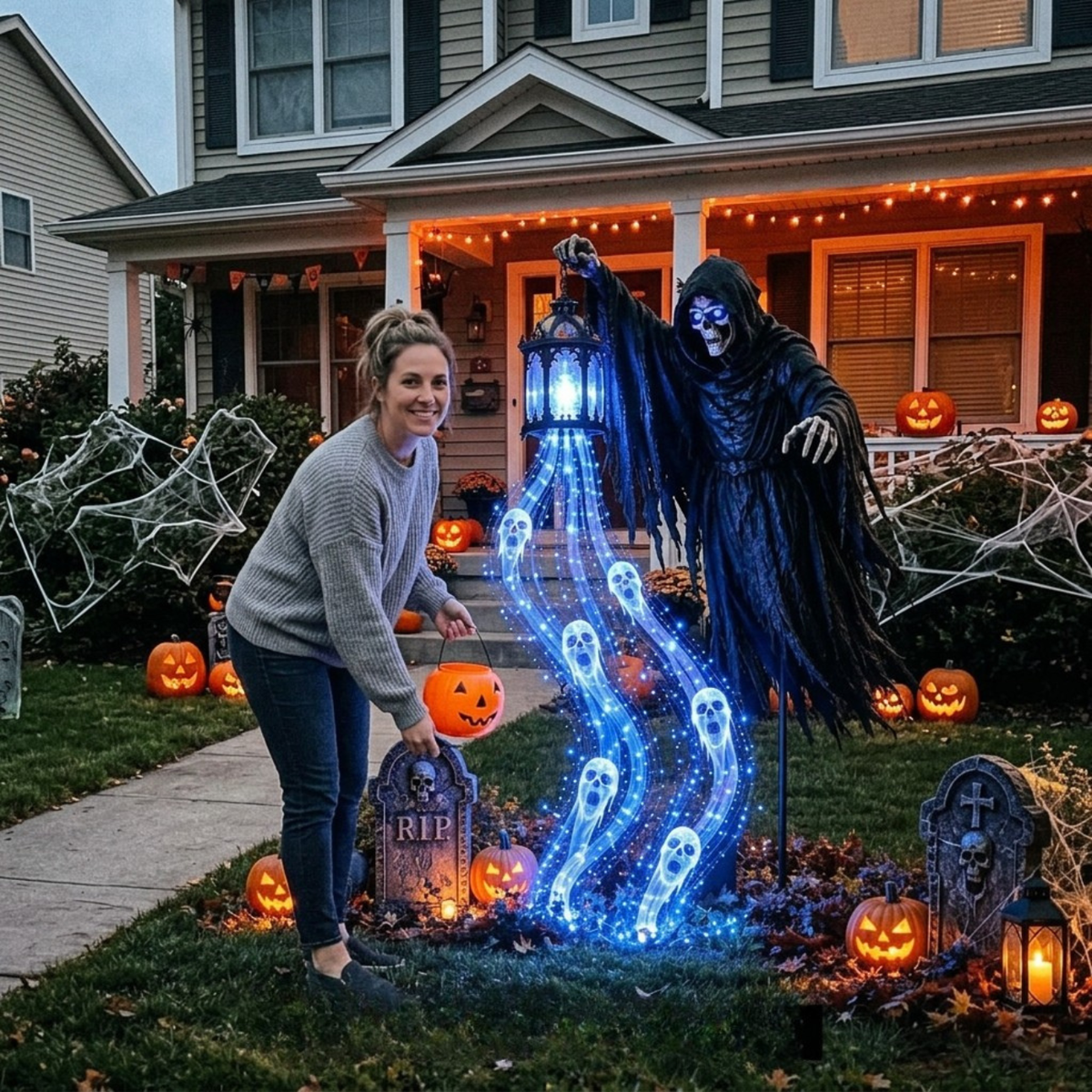 Hallowlume - Halloween Gartenleuchte mit Reaper-Design