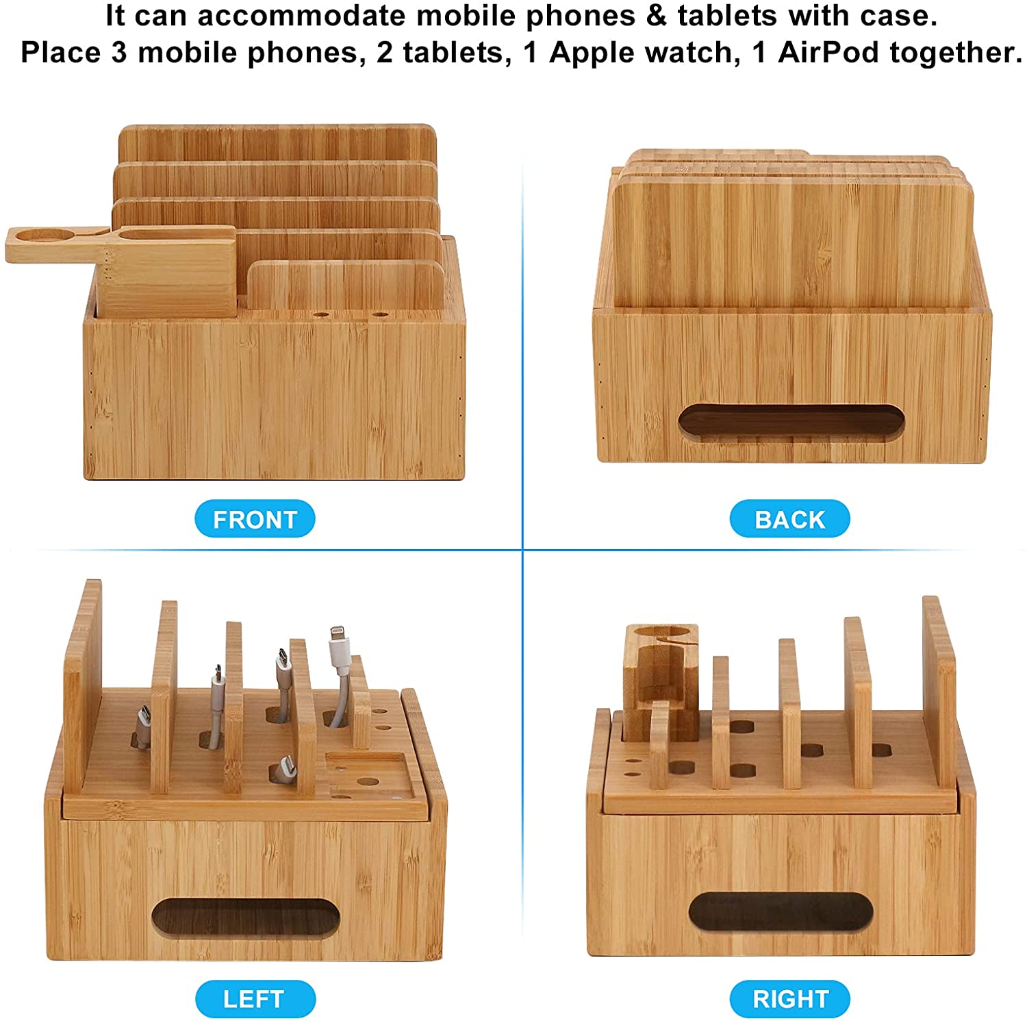 USB Ladestation Bambus 5 Port