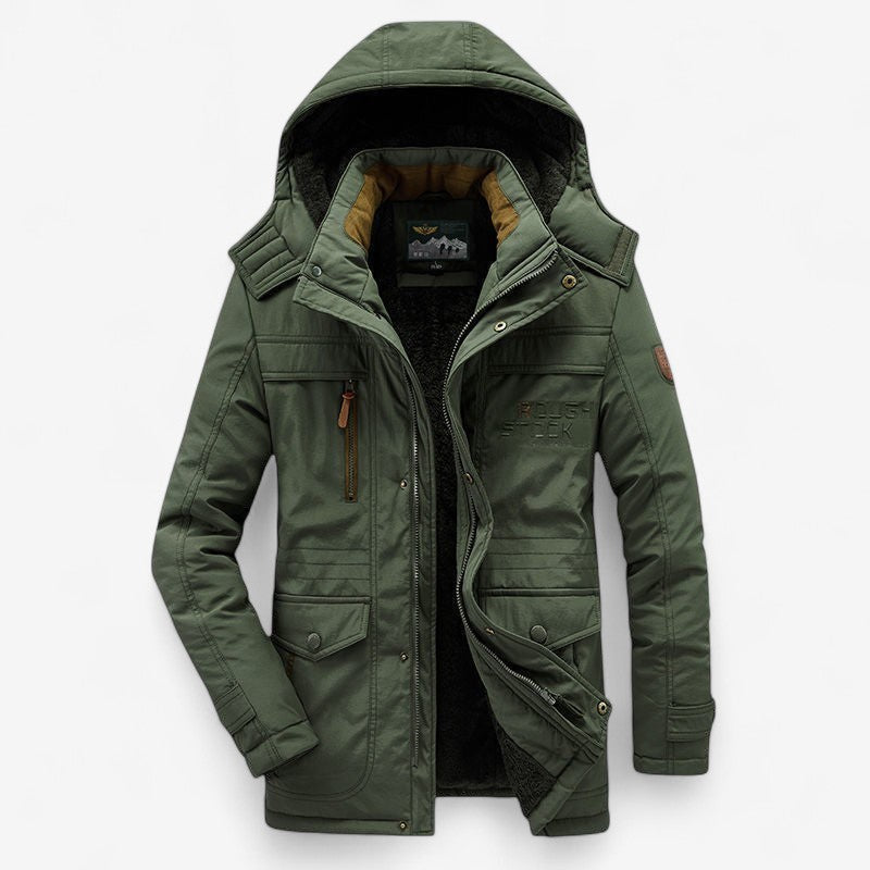 Thomas – Langärmlige Parka mit Kapuze und mehreren Reißverschlusstaschen