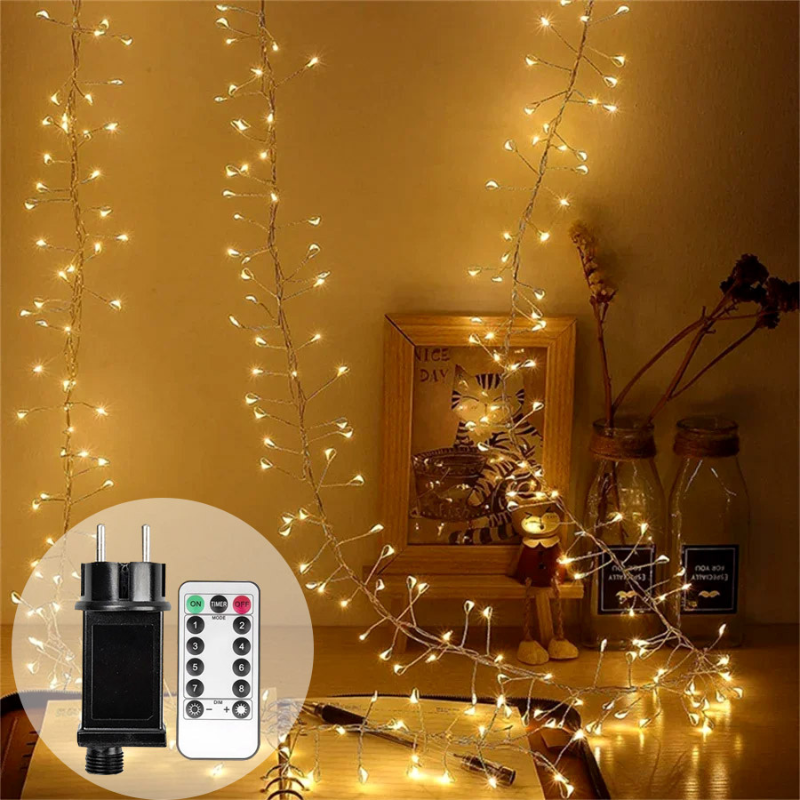 Cluster LED Lichterkette Silberdraht
