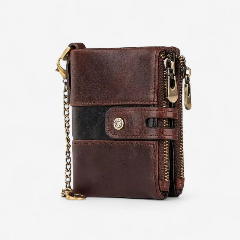 Karl – Geldbörse mit Kettenriemen und Doppelreißverschlussfach