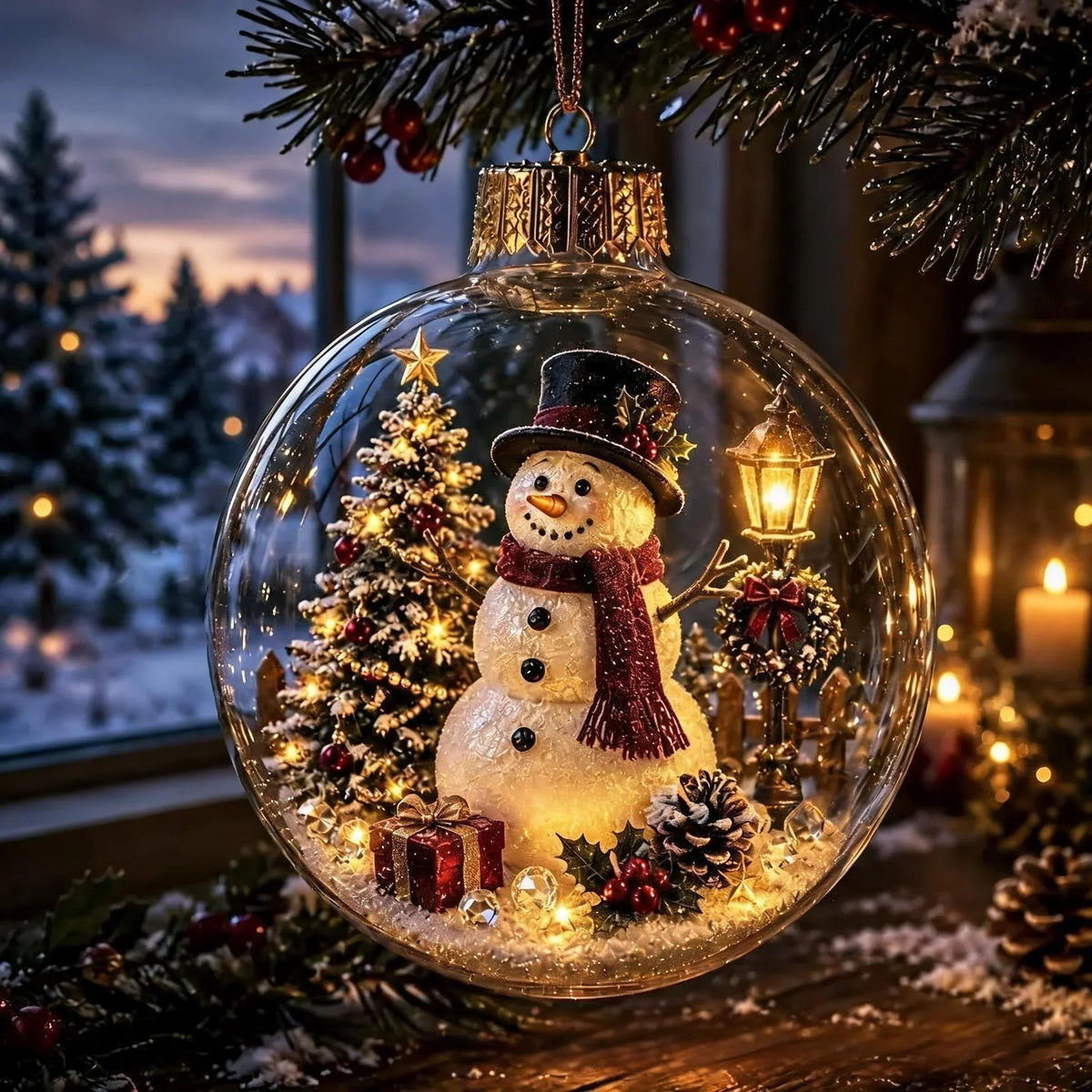 Noelglass - Beleuchteter Weihnachtsanhänger mit Miniatur-Winterszene