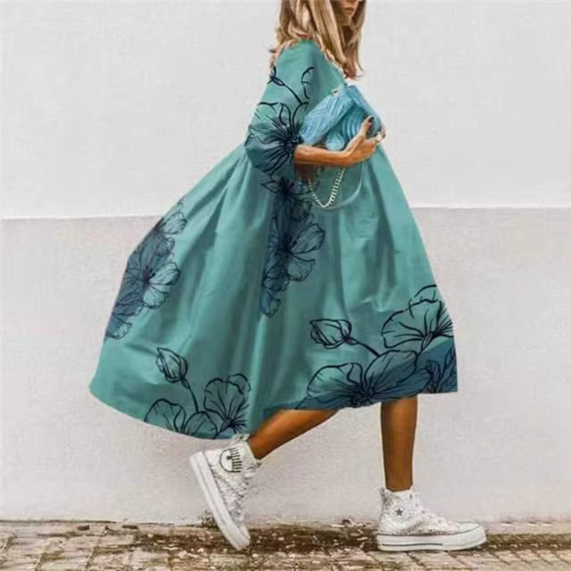 Bohème Sonnenkleid für Damen mit Blumendruck