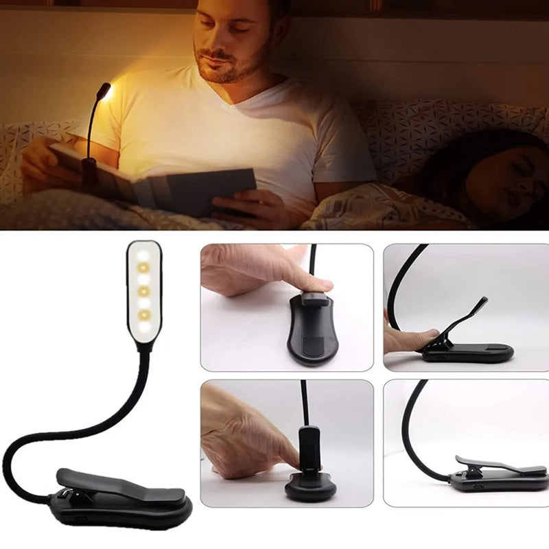 LED Leselampe Clip Buchlampe USB wiederaufladbar 7 LEDs