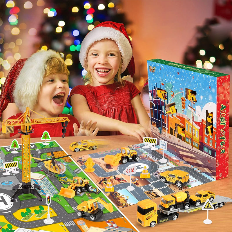 Buildvent - Adventskalender mit Baufahrzeugen und Spielbrett