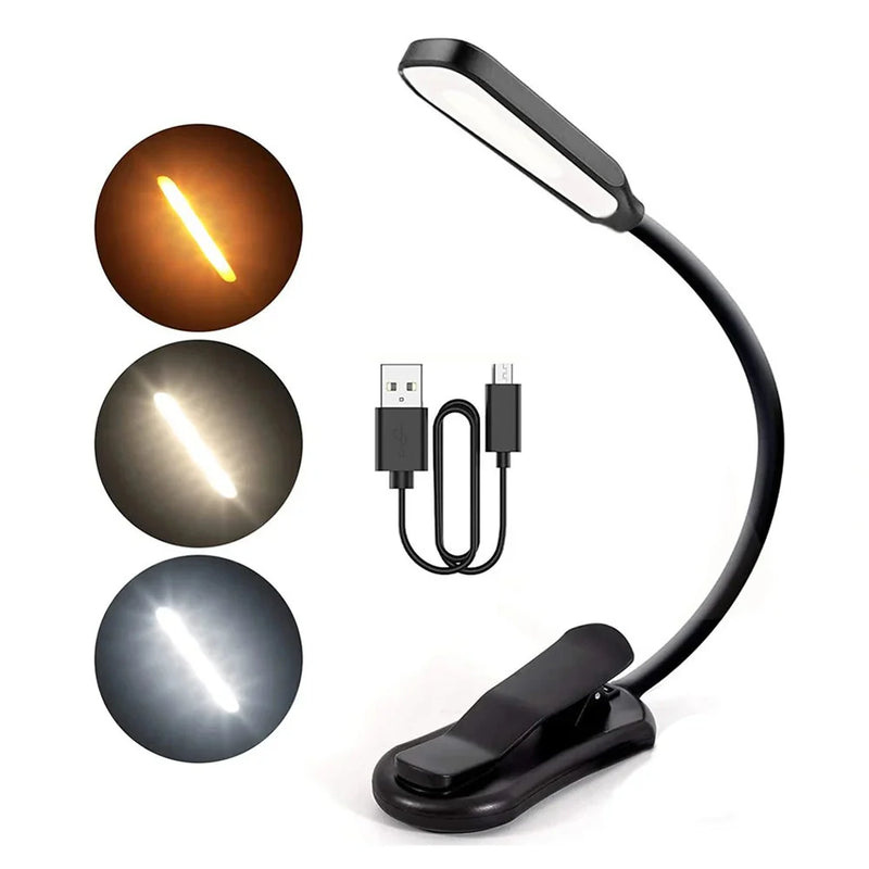 LED Leselampe Clip Buchlampe USB wiederaufladbar 7 LEDs