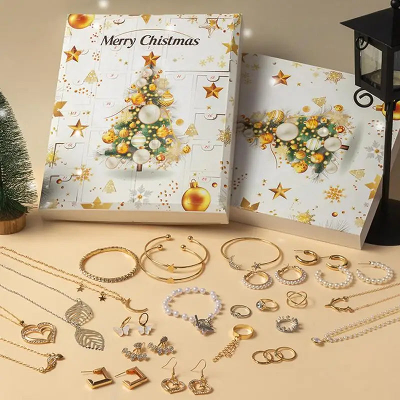 Schmuck-Adventskalender mit Halsketten und Ringen für Mädchen