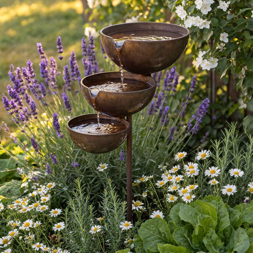 Tierwing - 3-stufiges Vogelbad für Garten mit Dekorativem Design