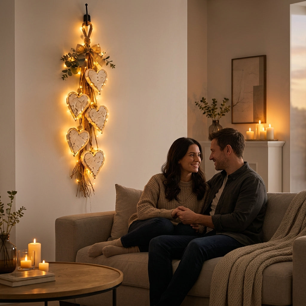 Luminest - Wanddekoration mit Herzen und LED-Beleuchtung