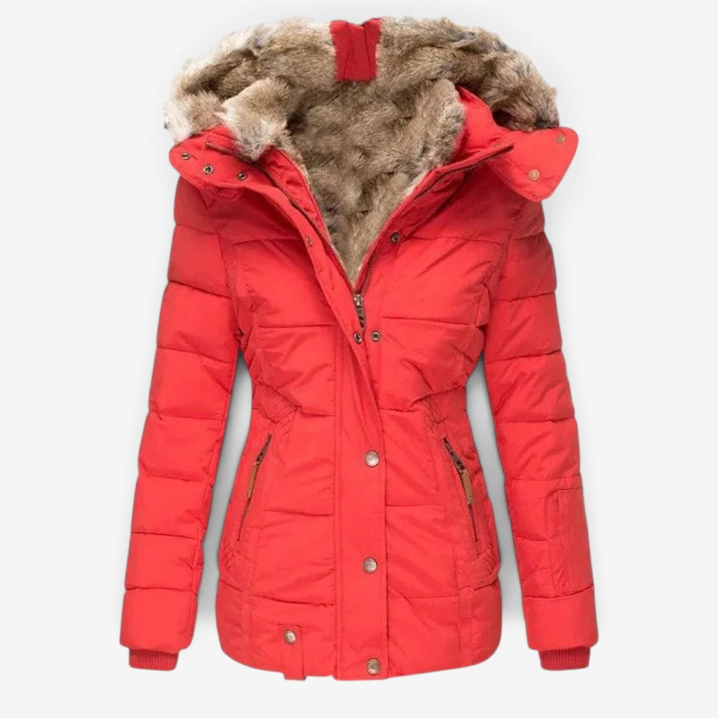 Pufflen - Langer Damen-Wintermantel mit abnehmbarer Kapuze und mehreren Taschen