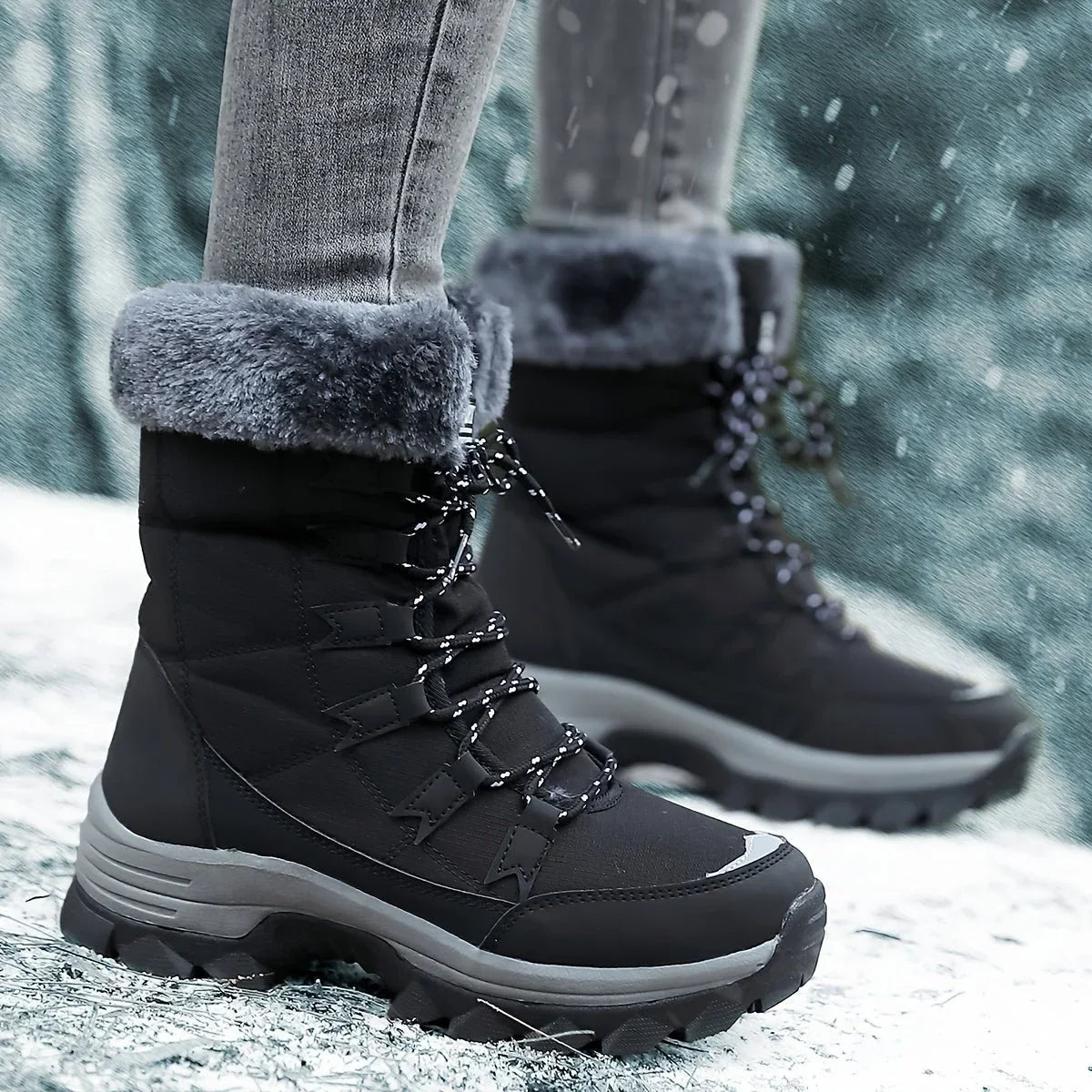 Solelyn - Damen-Winterstiefel mit Profilsohle
