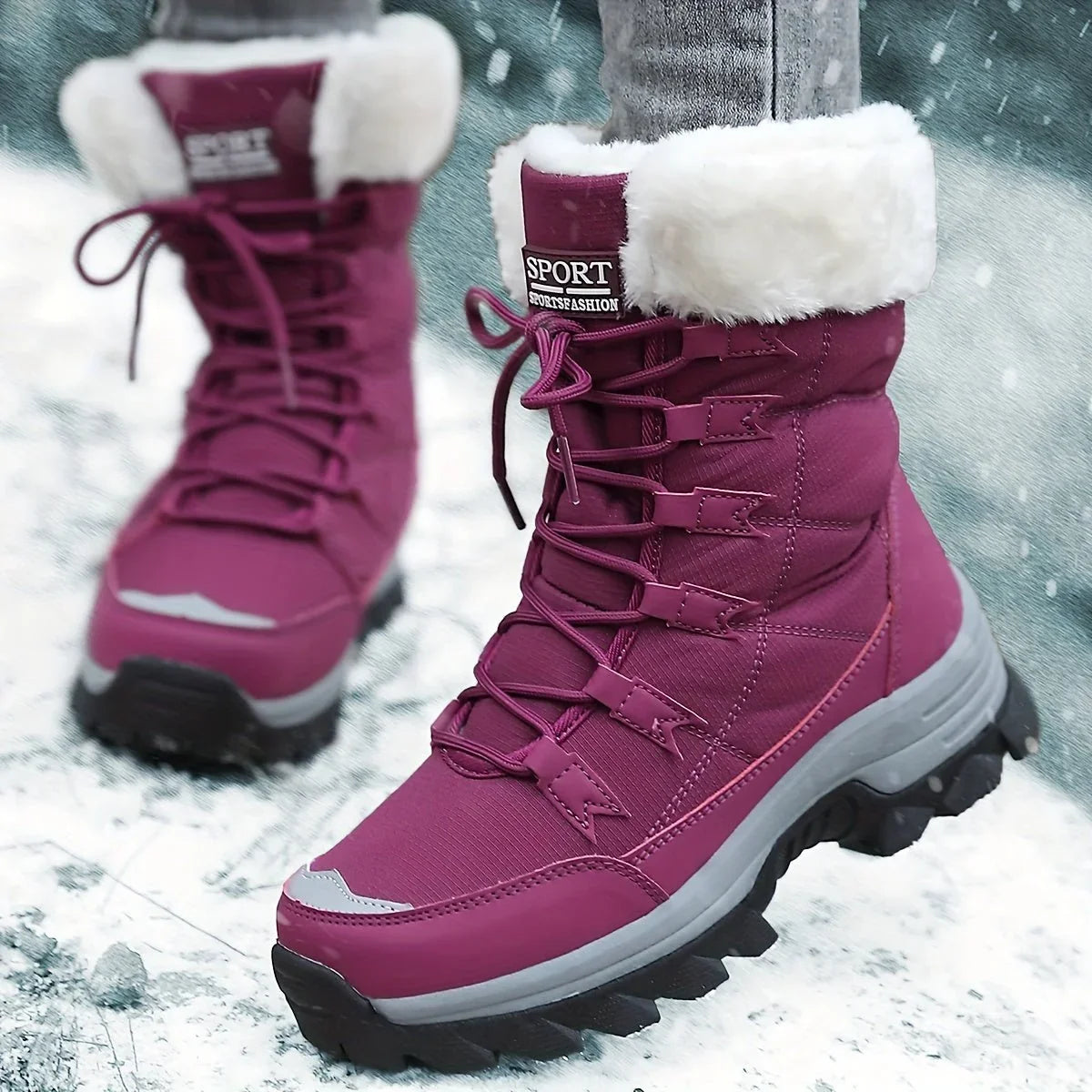 Solelyn - Damen-Winterstiefel mit Profilsohle
