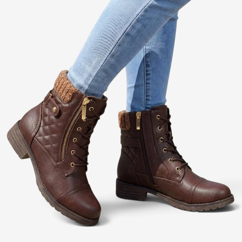 Quilven - Gestepptes Stiefeletten mit Rautenmuster und Schnürung