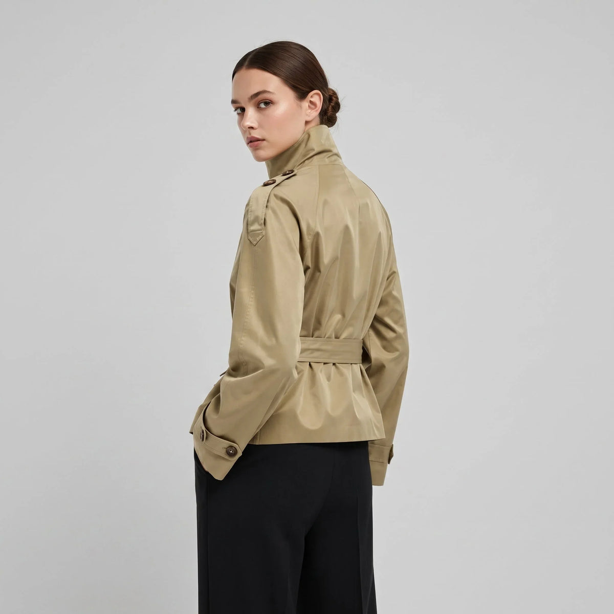 Trenchrex - Damen-Trenchcoat mit Doppelknopfverschluss und Bindegürtel