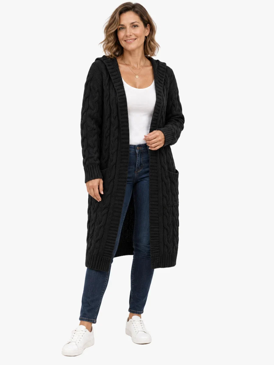 Stitchvest - Strickjacke ohne Kragen mit integrierter Tasche
