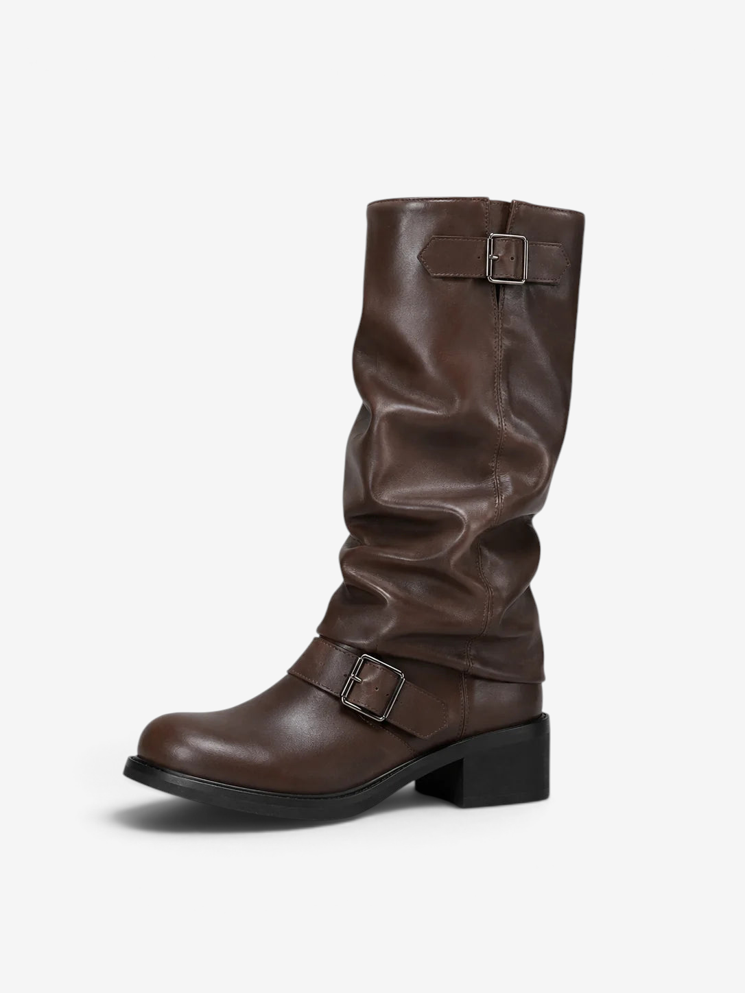 Bootelle - Hohe Stiefel mit gewelltem Schaft und doppelten dekorativen Schnallen