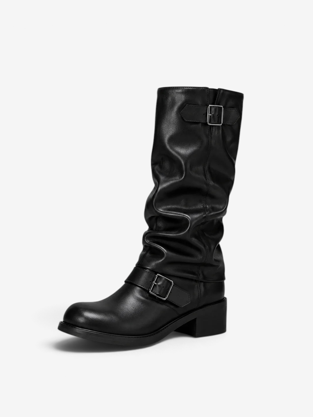 Bootelle - Hohe Stiefel mit gewelltem Schaft und doppelten dekorativen Schnallen