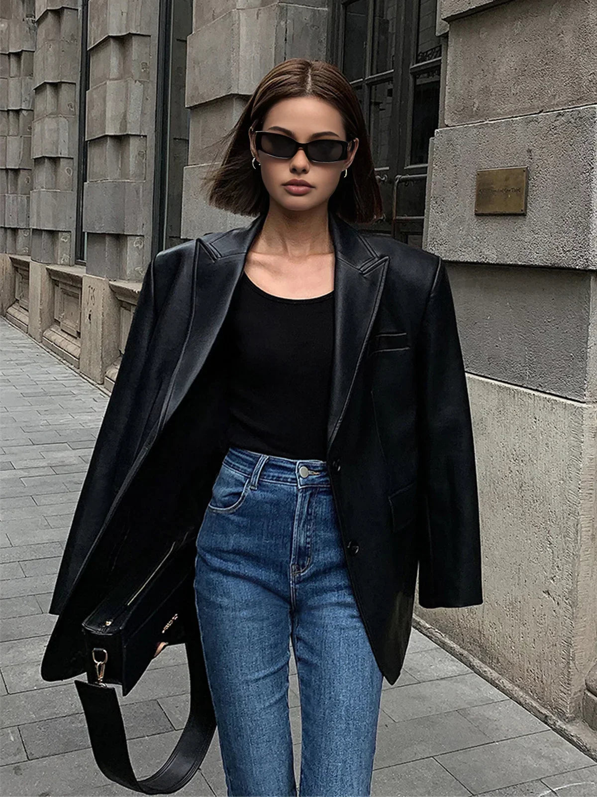 Pocketvex - Oversize Blazer für Damen mit Reverskragen und Knopfverschluss