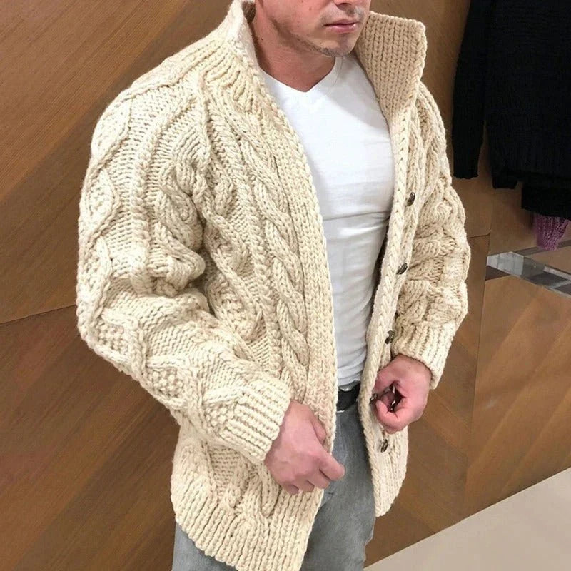 Cardwell - Cardigan für Herren mit Schalkragen und dekorativem Muster