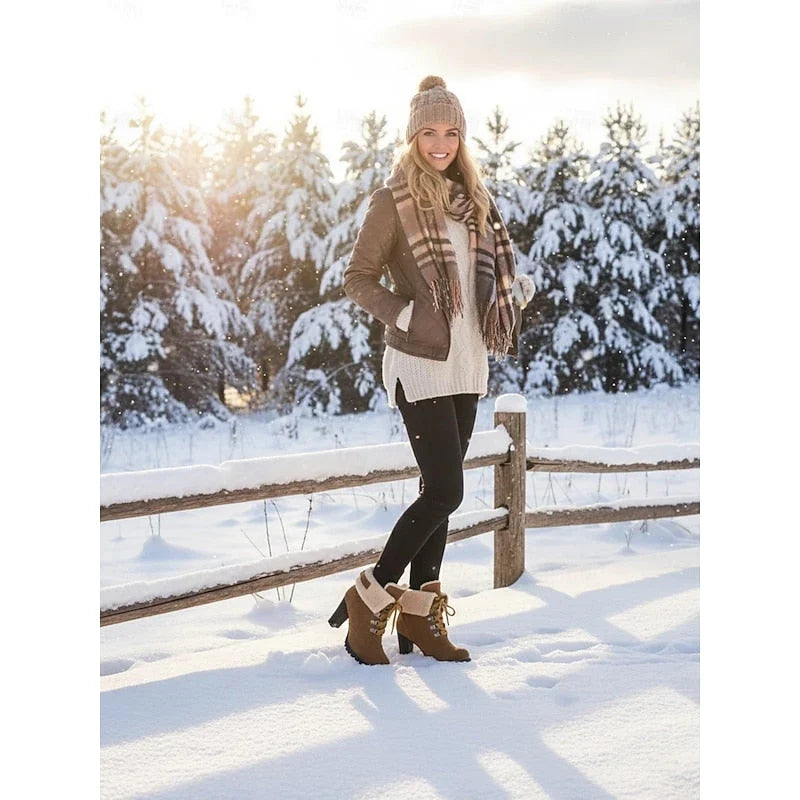 Bucklen - Bottines mit Schnürung und umklappbarem Kragen aus Bouclé