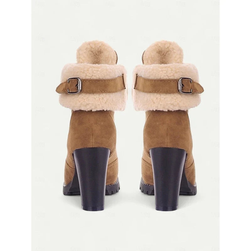 Bucklen - Bottines mit Schnürung und umklappbarem Kragen aus Bouclé