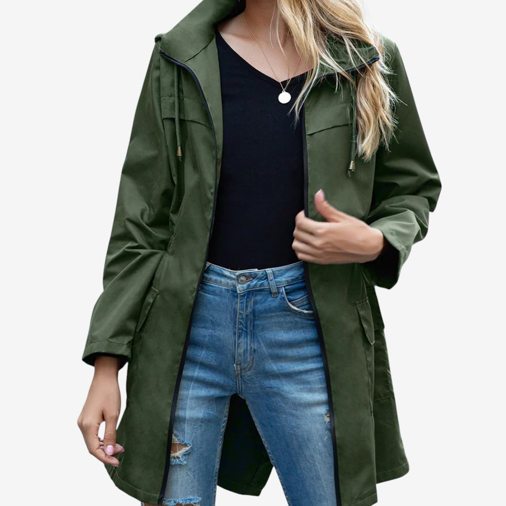 Zipnex - Damen-Jacke mit fester Kapuze und elastischer Taille