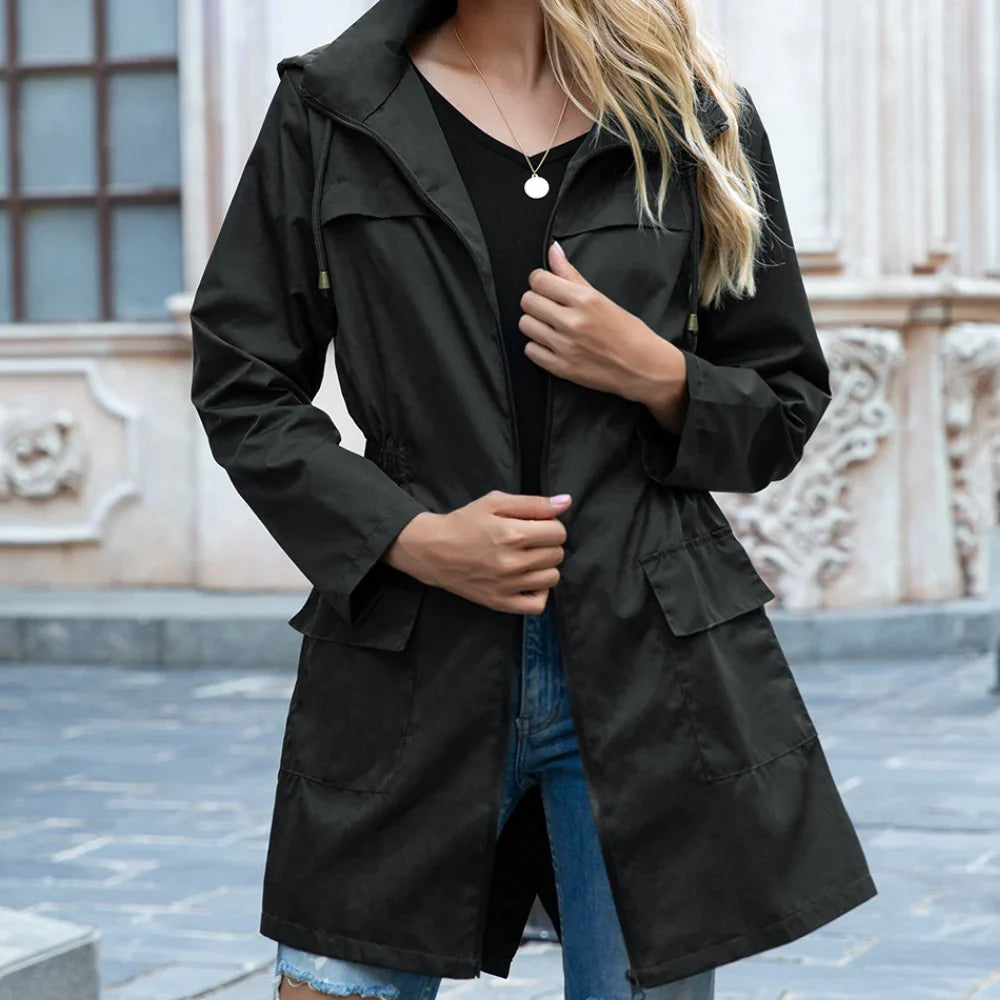 Zipnex - Damen-Jacke mit fester Kapuze und elastischer Taille