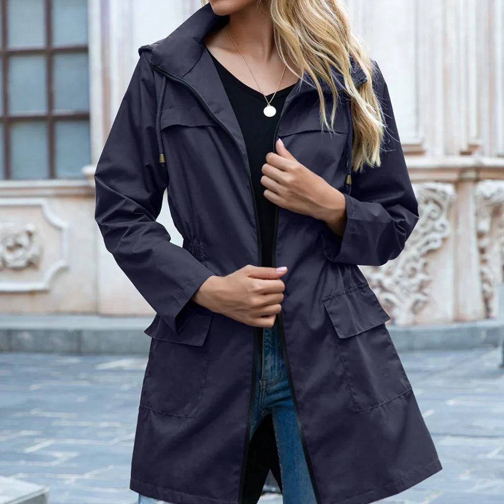 Zipnex - Damen-Jacke mit fester Kapuze und elastischer Taille