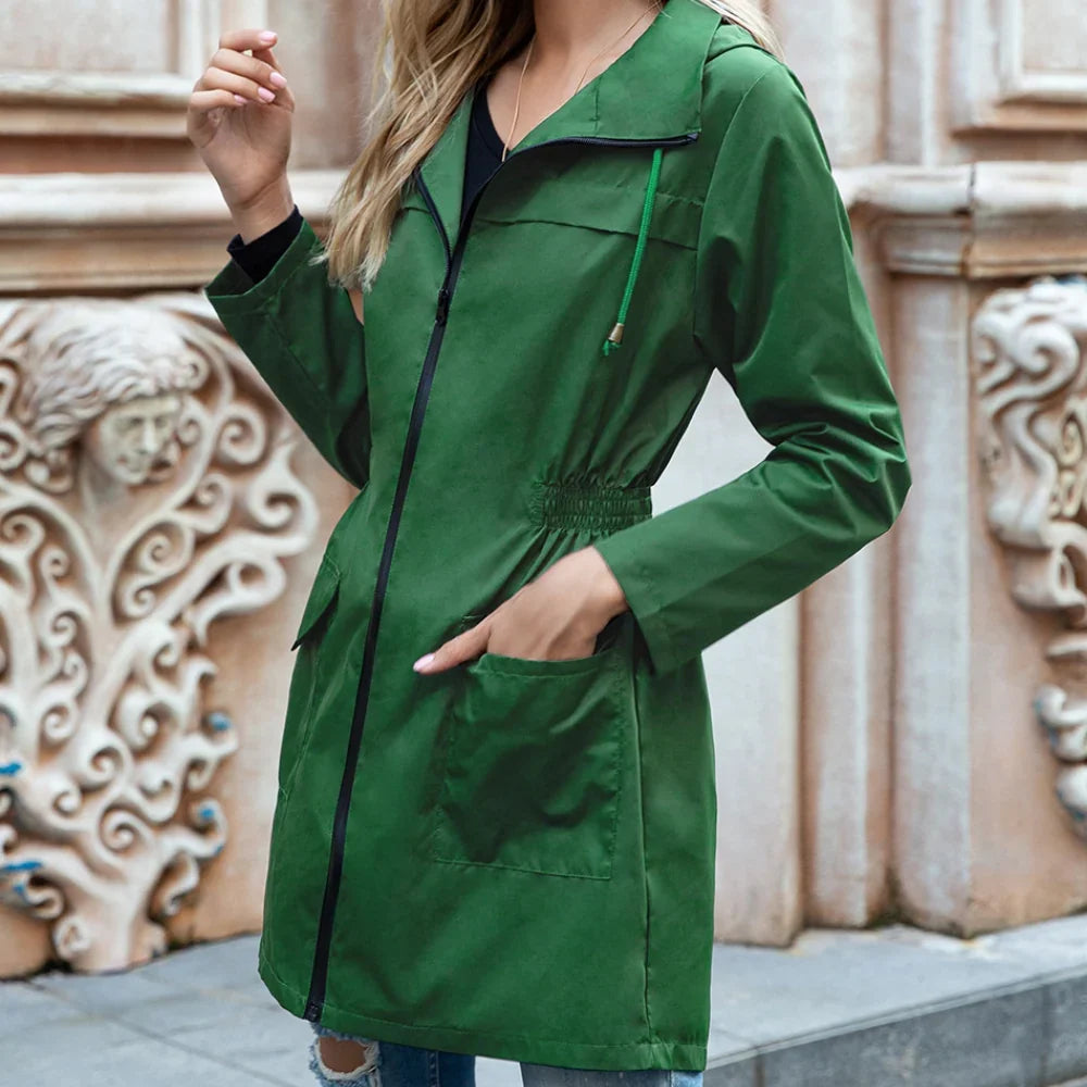 Zipnex - Damen-Jacke mit fester Kapuze und elastischer Taille