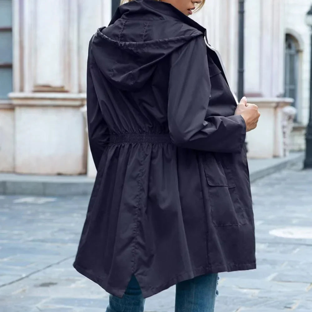 Zipnex - Damen-Jacke mit fester Kapuze und elastischer Taille