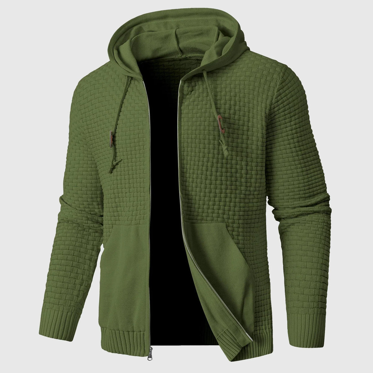 Ribmere - Herren-Sweatshirt mit Kapuze und Zopfmuster